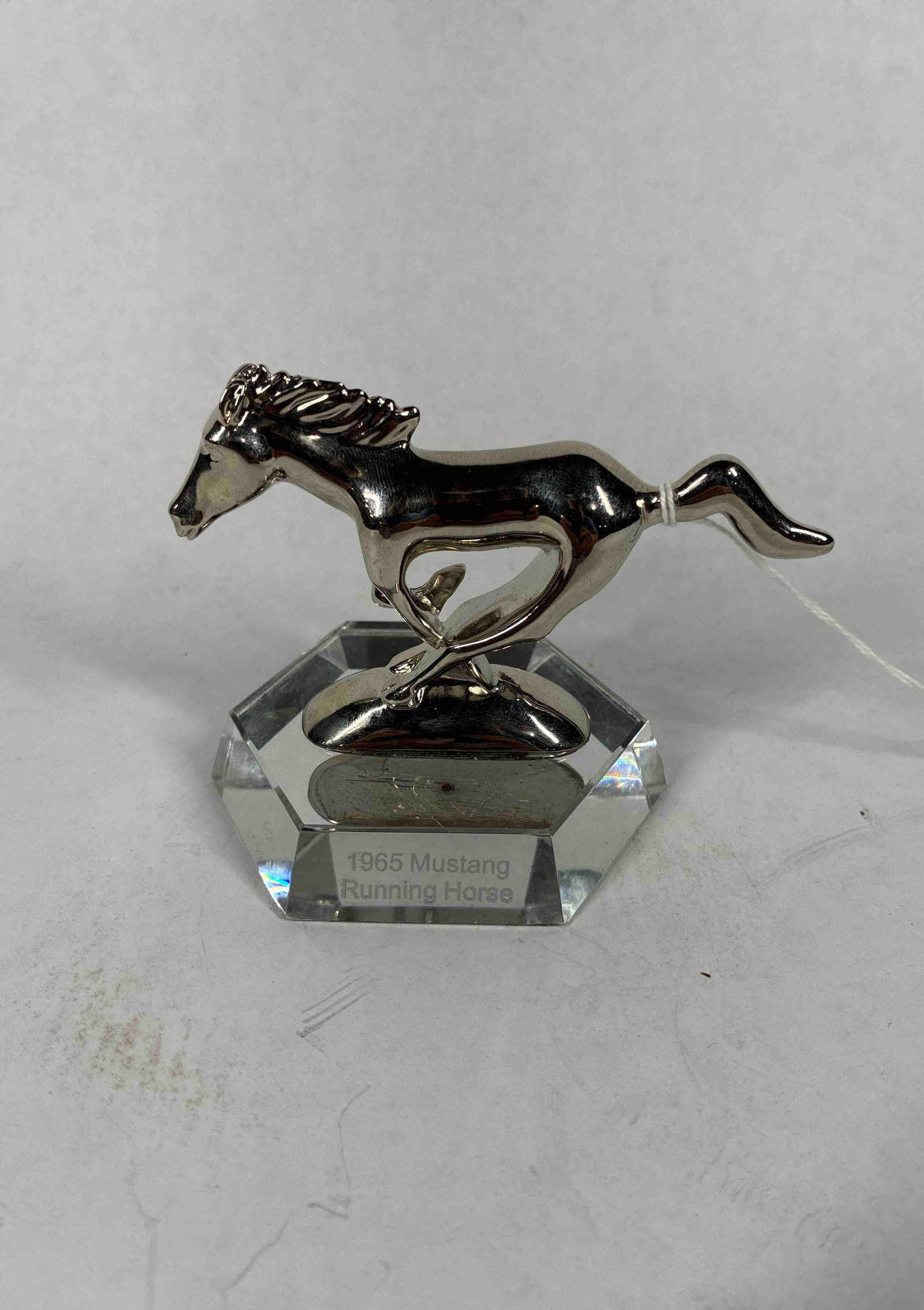 1965 Mustang Running Horse Metal Weight: Two piece removable horse and mirrored bottom. Horse is approx 4x2