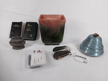 Hat Pins, Hull Pottery, Table Lighter, and more