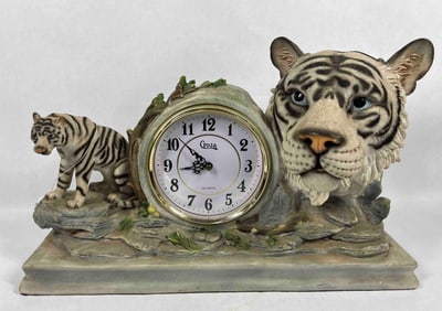White Bengal Tiger Crosa Clock