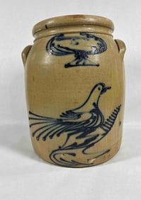 Whites Utica Bird Decorated 4 Gallon Crock