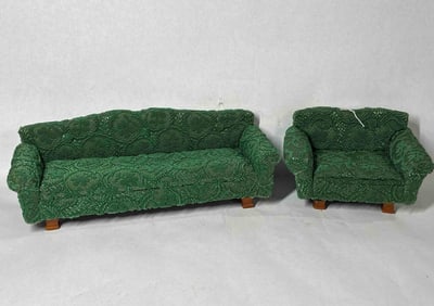 Raised Chenille Salesman Sample Sofa & Chair
