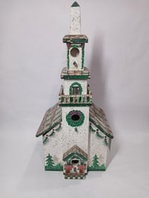 Hand Built Country Church Birdhouse