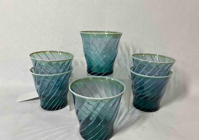 Mid Century Swirl Art Glass Tumblers