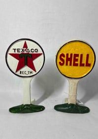 Shell and Texaco Cast Iron Bookends