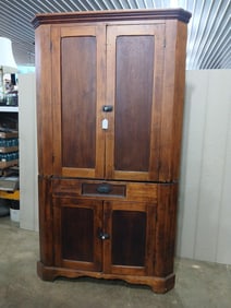 Two Piece Farmhouse Corner Cabinet