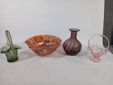 Fenton Art Glass Baskets & Fruit Bowl