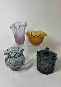 Fenton Glass Bowls and Lidded Jar