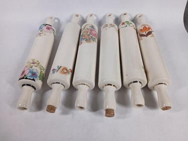 Ceramic FIllable Floral Decorated Rolling Pins