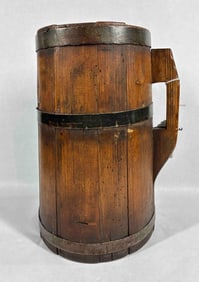 Staved Wooden Water Bucket W Handle