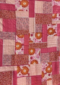 Pink Floral Hand Stitched Quilt