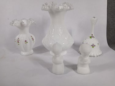 Fenton Prayer Children, Bell, and Vases
