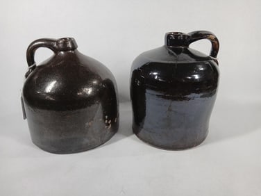 Pair of Glazed Brown Jugs