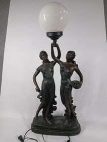 Art Nouveau Greek Goddess Lighted Statue Lamp