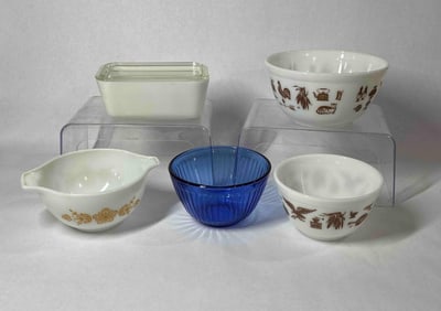 Early American, Butterfly Gold, and Blue Glass Pyrex
