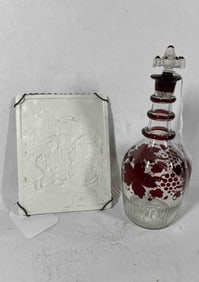 La Granja de San Lldefonso Crystal Glass Decanter & Print Plate