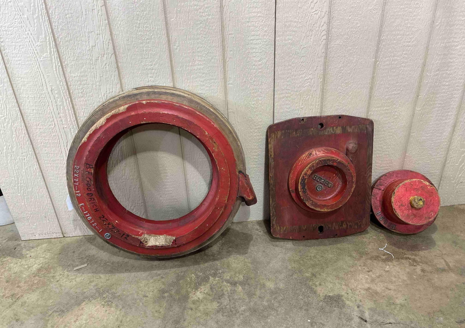 3 Pc BF Goodrich Tire Molds: `Each is numbered and made of wood