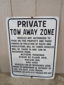Private Tow Away Sign