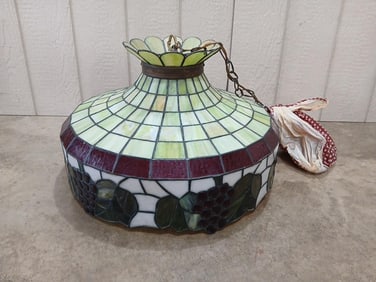 Large Stained Glass Grape Leaf Globe