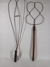 Pair of Early Wood Handled Rug Beaters