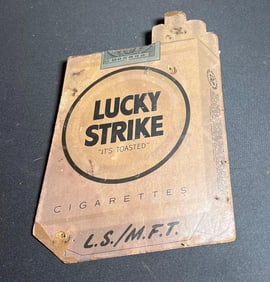 LUCKY STRIKE CARDBOARD ADVERTISING SIGN
