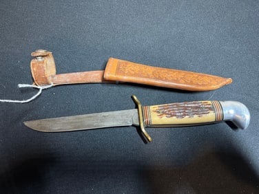 WESTERN FIXED BLADE DAGGER WITH CASE