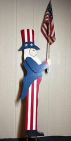 UNCLE SAM WOODEN FLAG HOLDER
