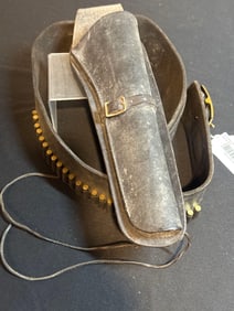 BLACK LEATHER HOLSTER WITH AMMO BELT