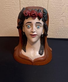 HAND CARVED 1924 BUST OF A WOMAN