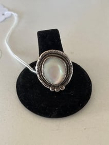 NATURAL MOTHER OF PEARL STERLING SILVER RING