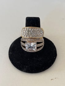 LADIES HIGH CLASS STERLING AND ELIZABETH TAYLOR RINGS