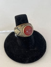 ANCIENT ROMAN BRONZE AGATE INTAGLIO RING