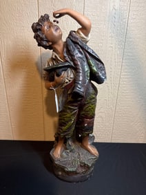 LATE 1800S RARE CHALK CHERRY BOY STATUE