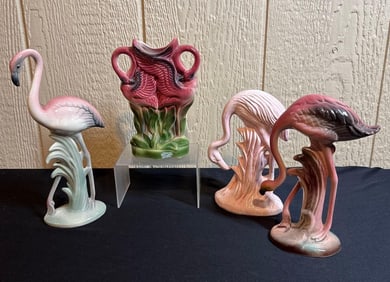 1950S FLAMINGO WALL POCKET & FIGURES