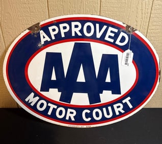 DOUBLE SIDED PORCELAIN AAA MOTOR COURT SIGN