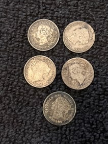CANADA QUEEN VICTORIA SILVER 5 CENT COINS
