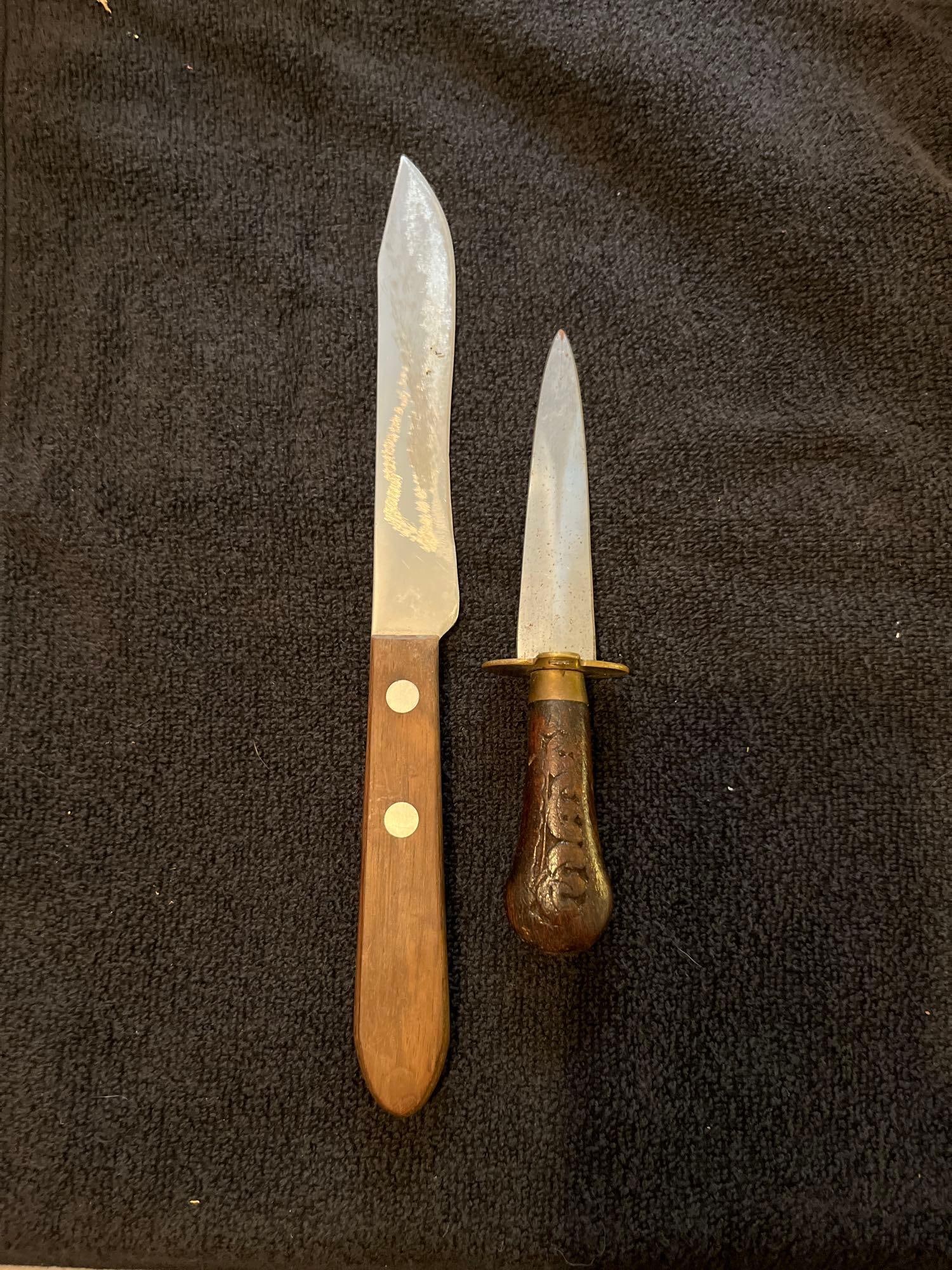 REMINGTON DUPONT CARVING KNIFE & CARVED DAGGER (1 of 6)