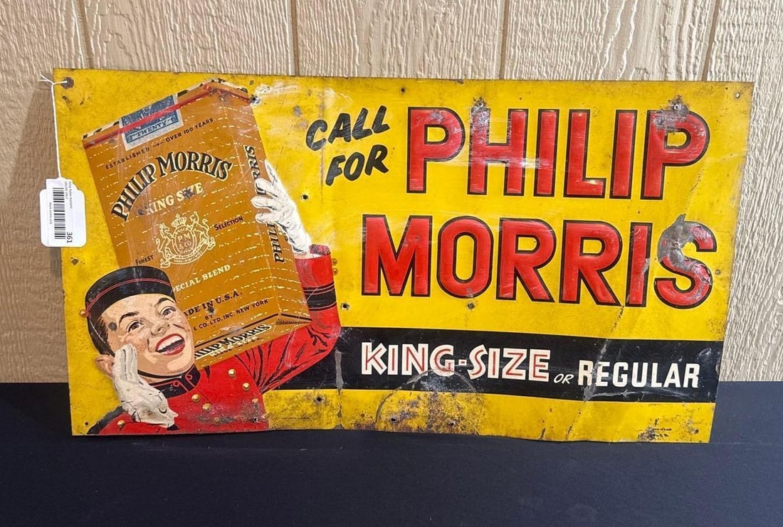 PHILIP MORRIS EMBOSSED TIN SIGN (1 of 12)