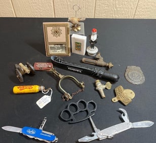 SPECIAL POLICE BADGE, DEFENSIVE ITEMS, POCKET KNIVES, AND MORE