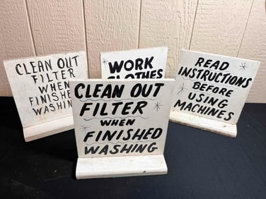 WOODEN HAND PAINTED LAUNDRY SIGNS