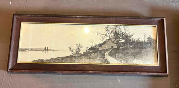 ANTIQUE BY THE WATER ETCHING PRINT