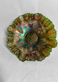 Fenton Carnival Scalloped Edge Grape Cluster Dish