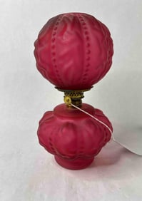 Fenton L.G.Wright Satin Cranberry Oil Lamp