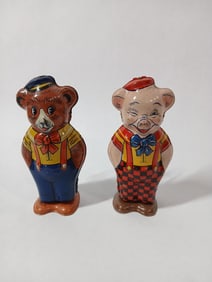 J. Chein Japanese Tin Litho Wind Mechanical Toys Lot of 2