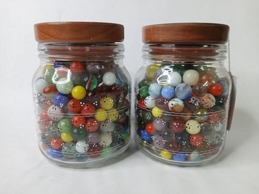 Jars of Early Marbles inc. Uranium and more