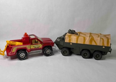 Nylint Towing Service Truck & Hasbro Military Truck Toy Lot of 2