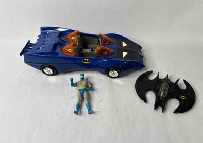 Ertl 1989 Batwing Car Toy & DC Comics 1984 Batman Car w/ Batman