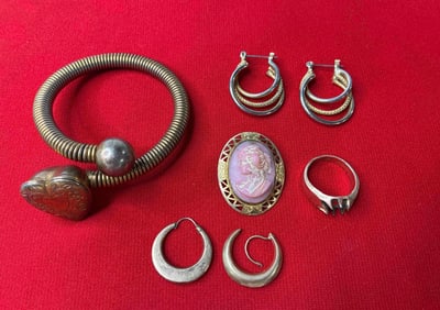 14K Gold Stamped Ring, Bracelet, and Earrings