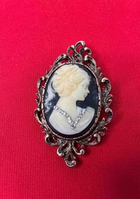 Carved Large Baroque & Black Cameo