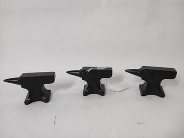 Lot of 3 Small Cast Iron Anvils Inc. Oliver Winchester and Farmall