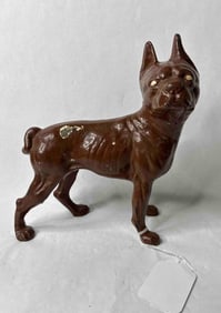 19th Century Painted Cast Iron Boston Terrier Door Stop